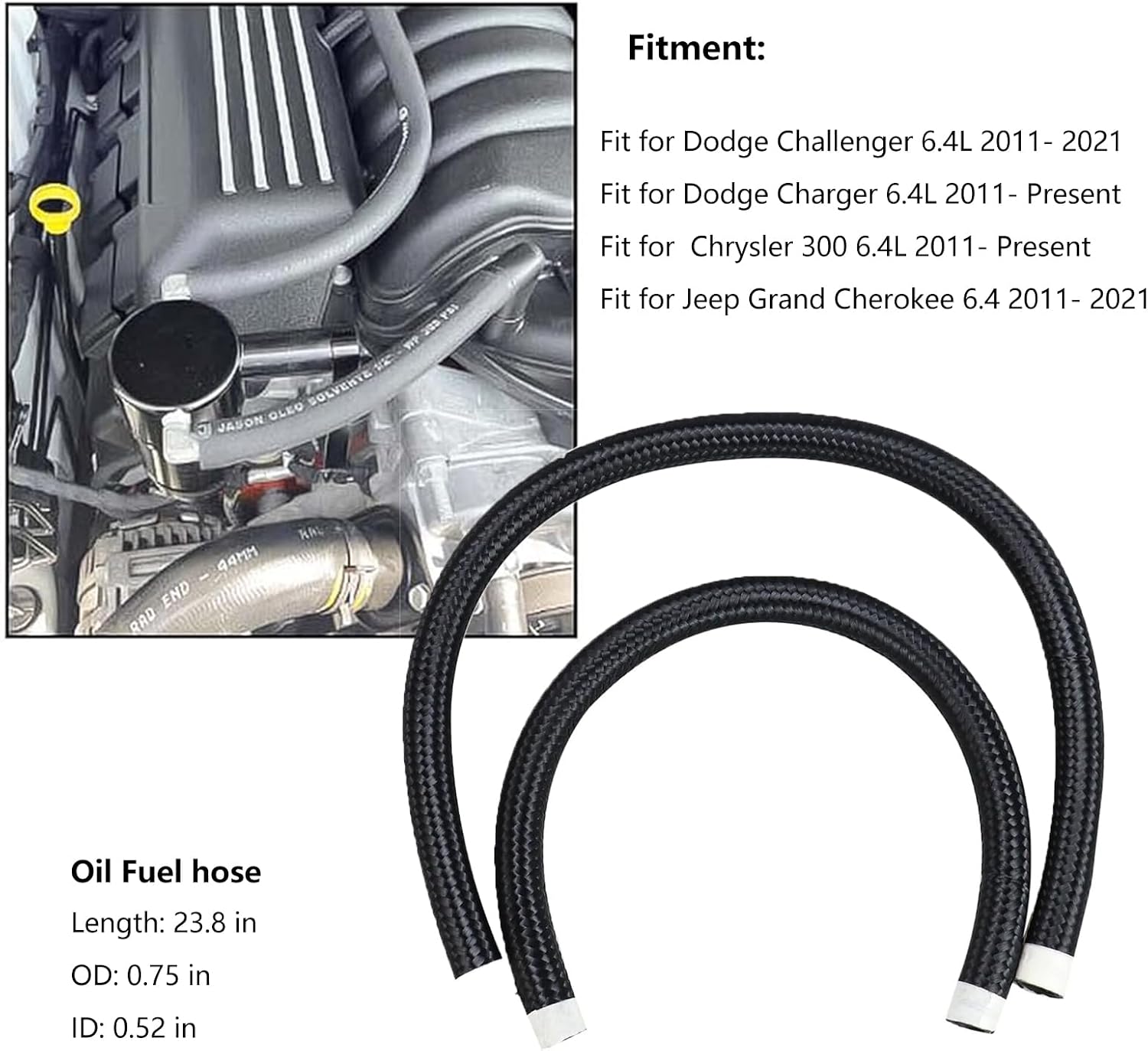 Billet Oil Catch Can Kit 6.4L Air Oil Separator W/ Technology Z-Bracket Compatible with Chrysler 300 Dodge Charger Challenger Jeep Grand Cherokee 2011-2021