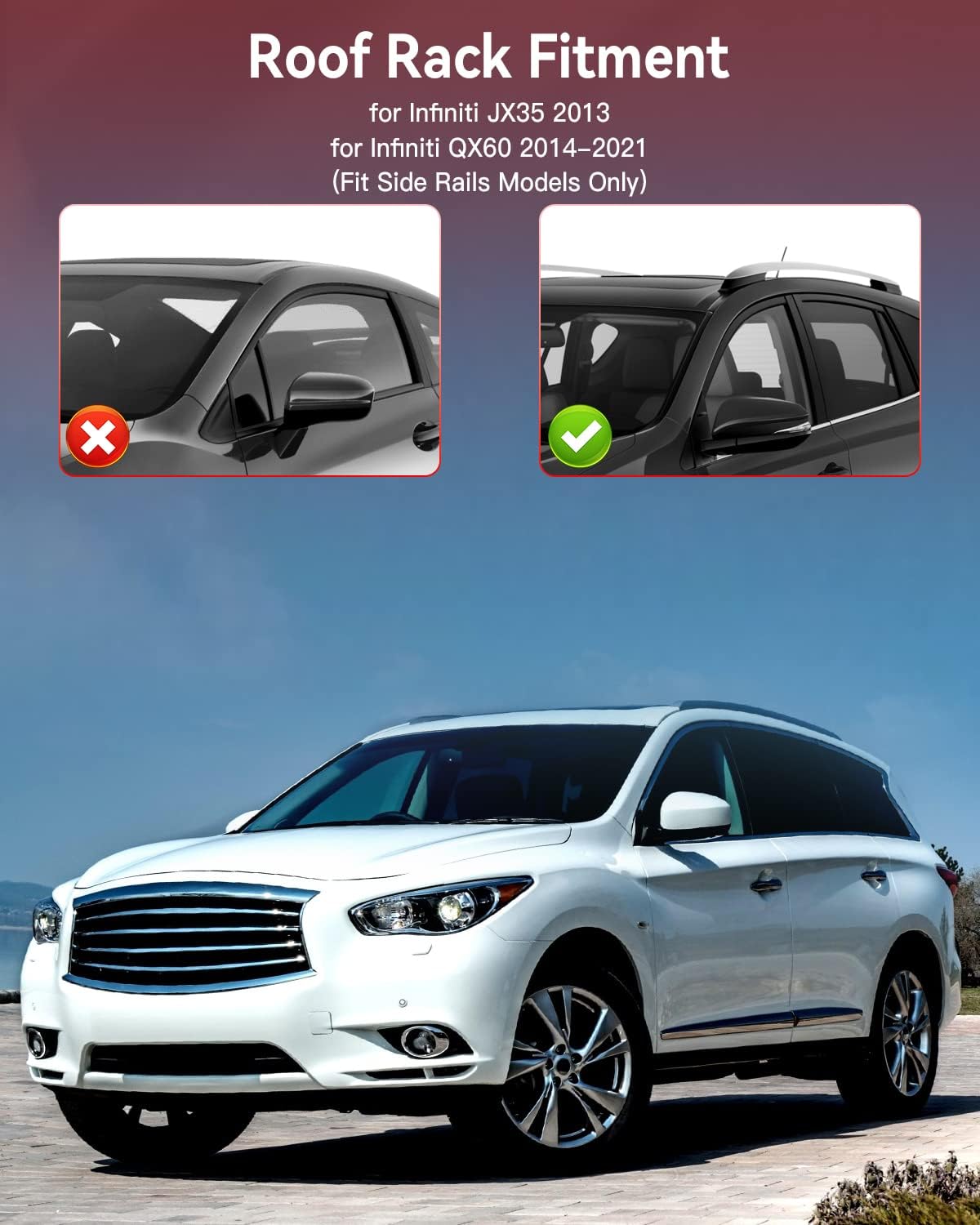 Roof Racks Cross Bars Compatible for Infiniti for QX60 2014-2021, for Infiniti for JX35 2013 Aluminum Cargo Carrier Rooftop Bag Luggage Racks Cross bar