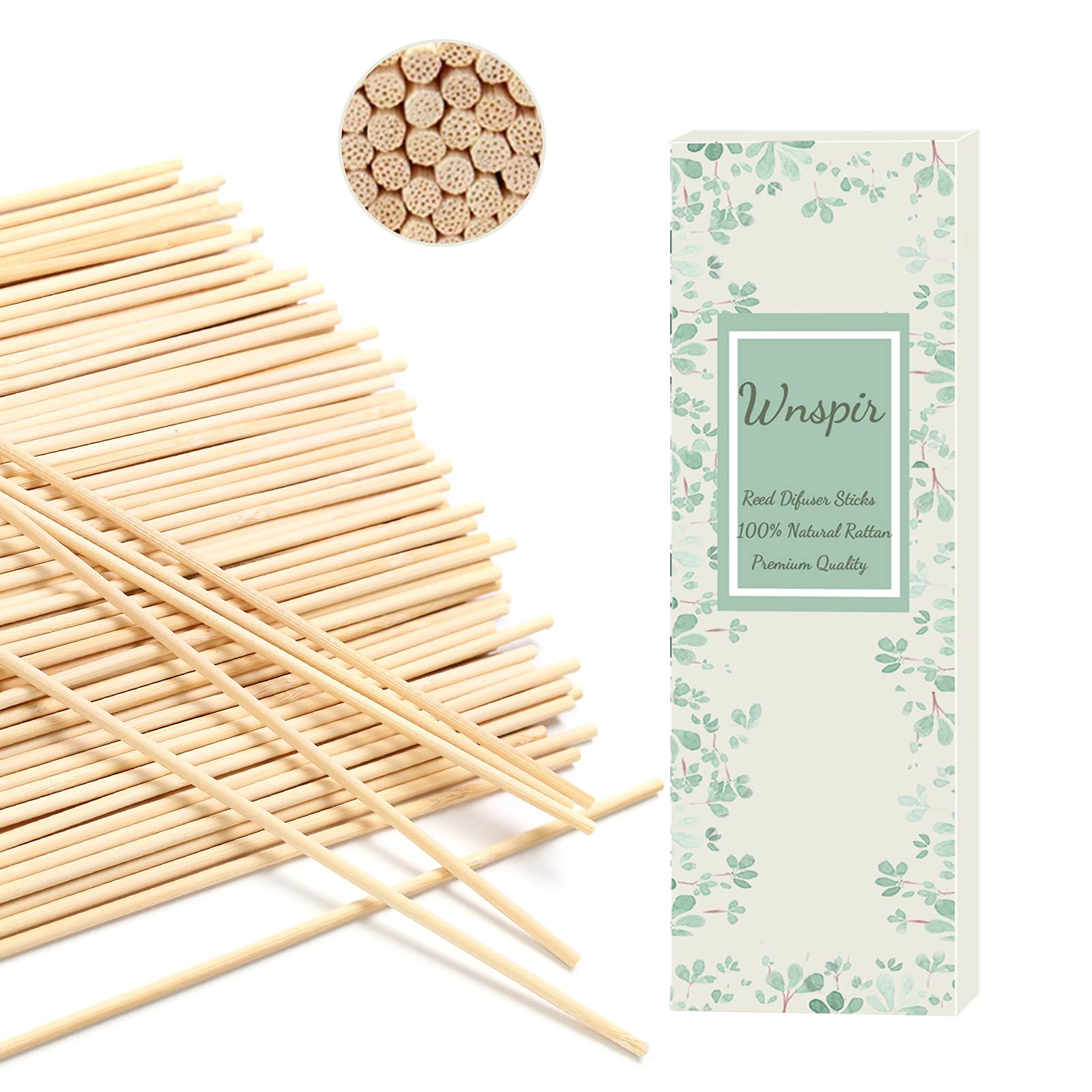 Wnspir 100PCS Reed Diffuser Sticks?9 Inch Natural Rattan Wood Sticks Natural Rattan Essential Oil Aroma Refill Wood Sticks for Spa, Fragrance, Aromatherapy (Natural Color 9inch)
