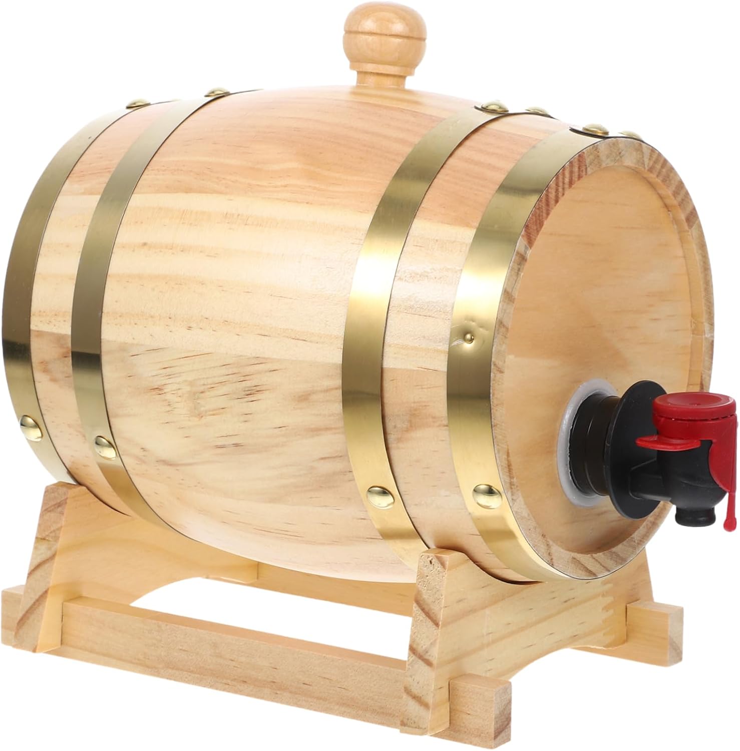 Wooden Wine Barrel Retro Beer Aging Barrel Faucet Decorative Prop for Home Bar Party