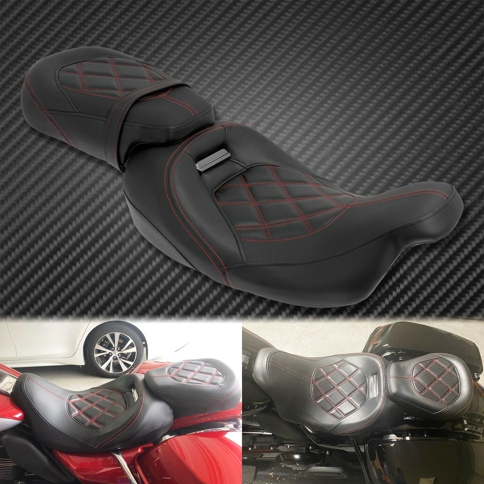 Poduszka Kufer Motocyklowy Dwuosobowe siedzenie kierowcy motocykla pasujące do Harley Touring CVO Electra Street Glide Road King Limited FLHT 2009-2023