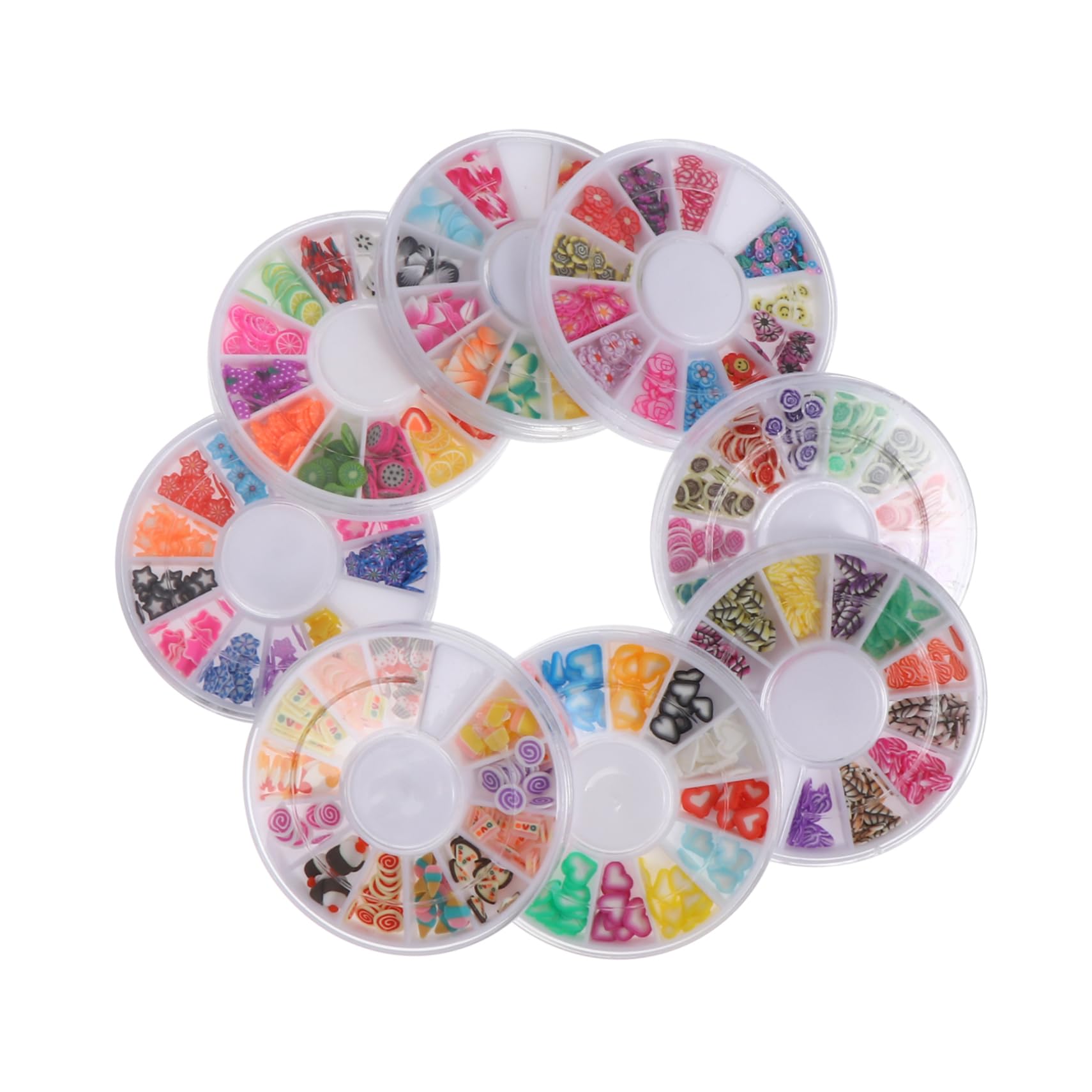 FRCOLOR Patch en Pâte Polymère Motif Fruits Doux pour Décoration Ongles DIY la Maison, 8 Boîtes Pratiques et Polyvalentes pour Manucure