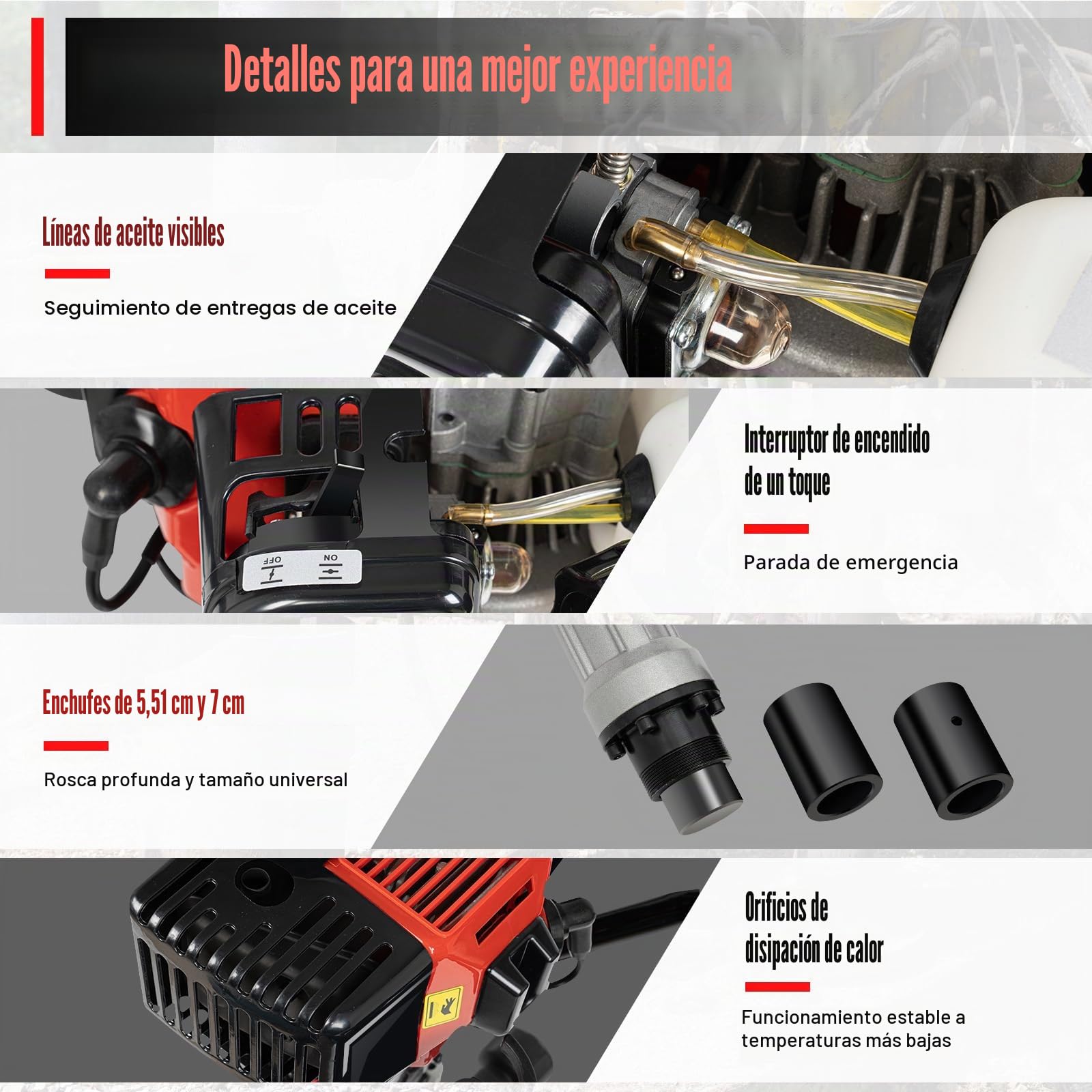 Broca para agujeros de tierra, motor de gasolina, controlador apilable de 2 tiempos, motor de gasolina de 2 tiempos para paisajismo, vallas de carreteras, vallas agrícolas, soporte para
