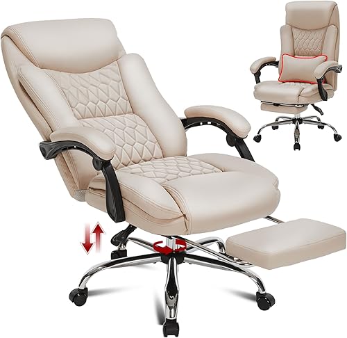 Silla de oficina ejecutiva reclinable de 400 libras con reposapiés, silla de oficina ergonómica grande y alta, sillas de escritorio de oficina en