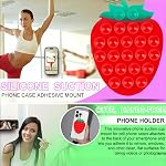 CIEO Suction Phone Grip, Strong Silicone Suction, Strawberry Sticky Grip, Fruit Shaped, Suitable for Selfies and Videos on Mirrors, Bathrooms and Smooth Surfaces, Compatible with iPhone, Samsung (Red)