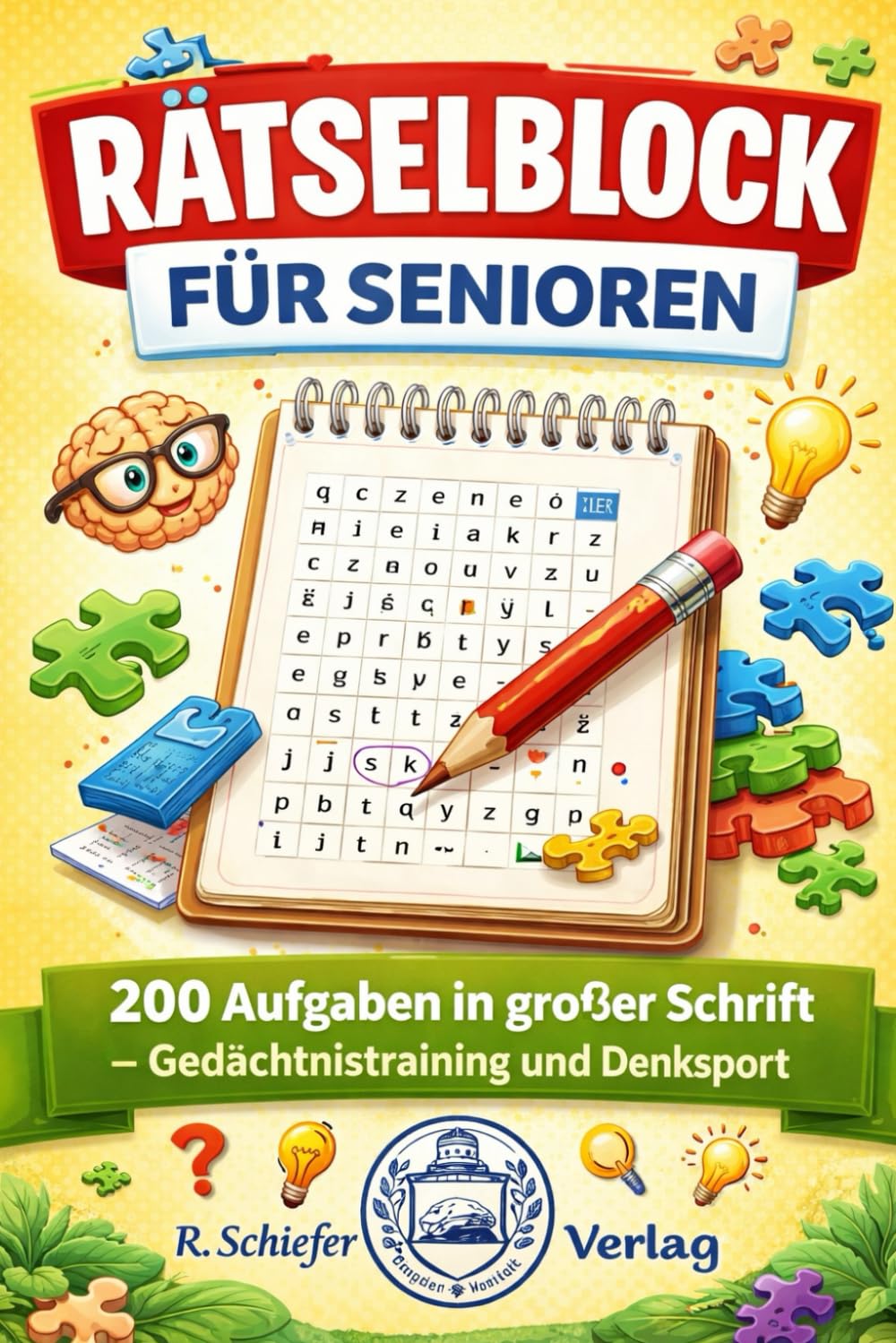 Großdruck Rätselbuch für Senioren: 200 leichte Denksportaufgaben für Gedächtnistraining, Wort Findung und Spaß am Rätseln