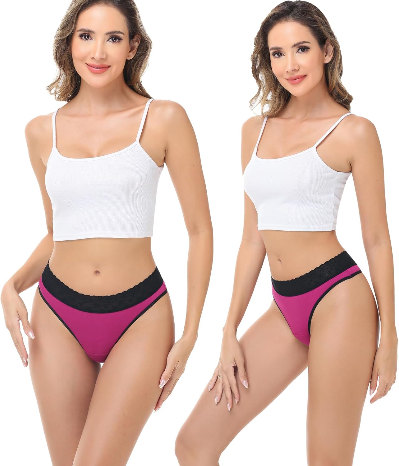 ADOVAKKER Women Cotton Thongs Underwear 7Pack Sexy Lace Seamless Comfortable Panties Multipack - Image 2