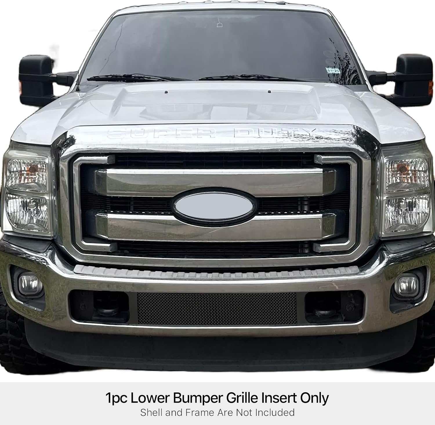 APS Compatible with Ford F-250 F-350 F-450 F-550 SD 2011-2016 Lower Bumper Stainless Steel Black Mesh Front Grill Grille Insert F76829G