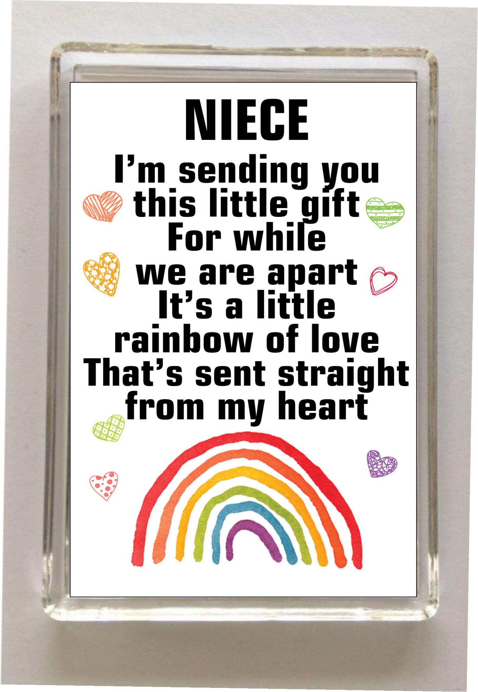 Decalarama Niece Rainbow Fridge Magnet Gift, I'm Sending You This Little Gift, Positive Quote, Friendship Ideal Novelty Present Gift