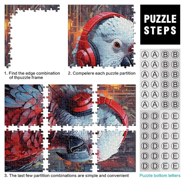 Foto 3 de 6 de Puzzles de 1000 Piezas para Adolescentes Loro Gris Africano Juguete Educativo de Aprendizaje Adecuado…