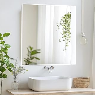 Sunniry Mirrors for Bathroom Sink, 24x24 inch White Bathroom Mirror