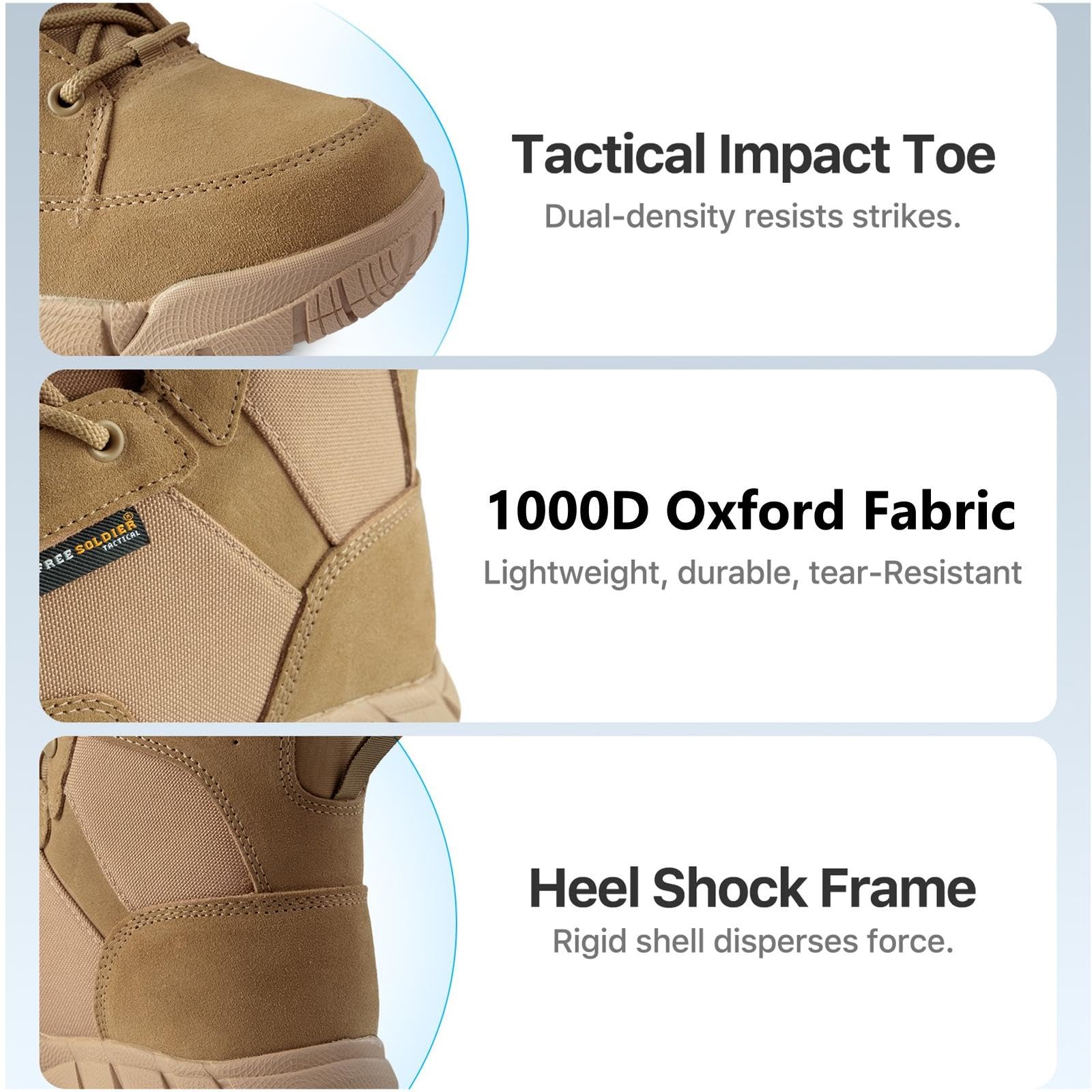 FREE SOLDIER Herren Wasserdichte Stiefel 6 Zoll, Hochwertiges Echtes Leder, leicht, bequem und rutschfest, ultraleicht All Terrain Wanderstiefel