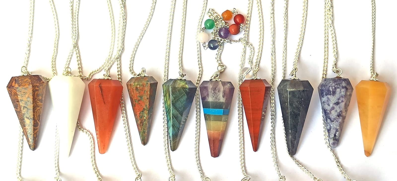 GEMSCITE Muchos péndulos de piedras preciosas a la moda, poderosos meditación psíquicos, éxito, regalo, Fengshui, prosperidad, salud, riqueza, reiki, radiestesia, energía, bienestar, cristal,