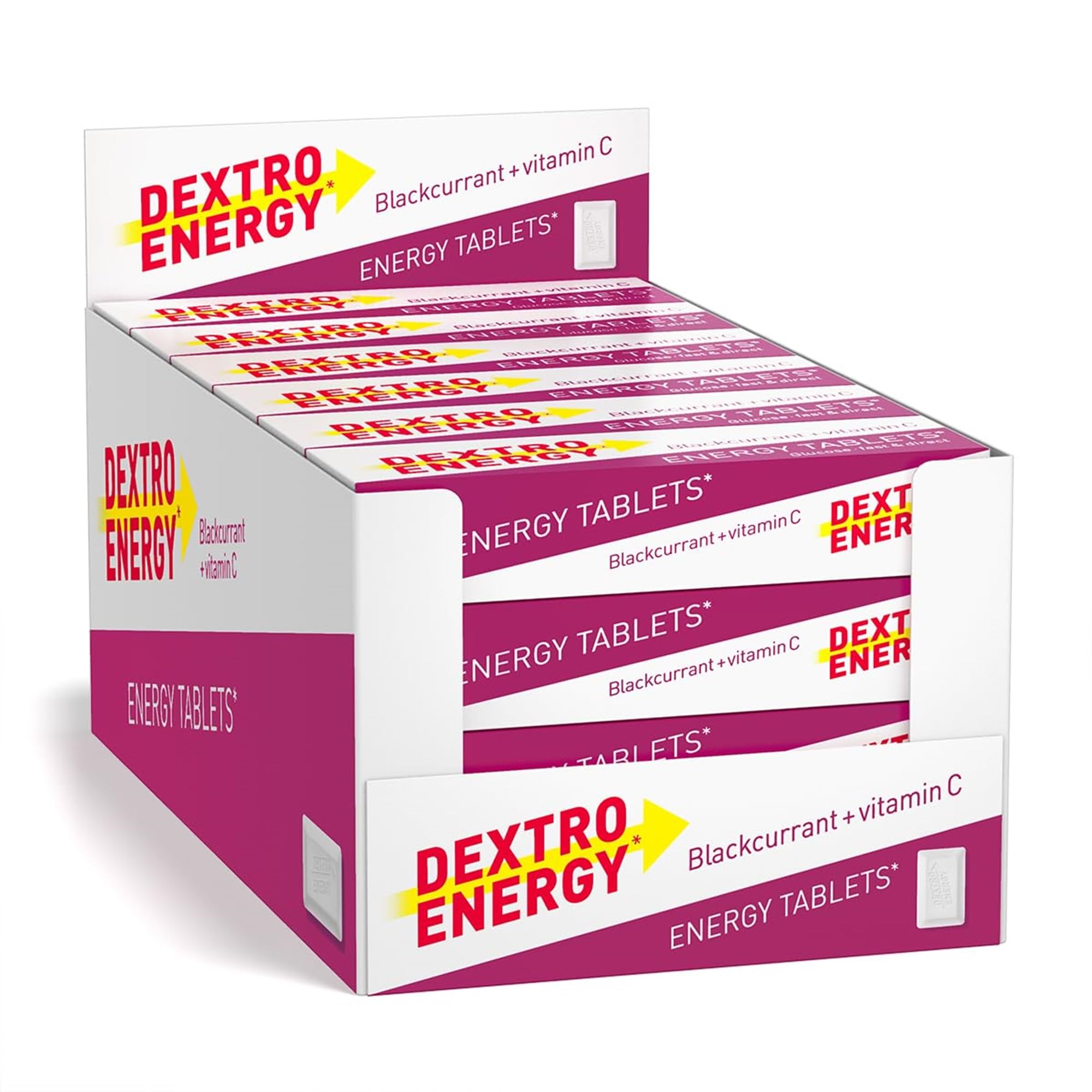 Dextro Energy Blackcurrant Glucose Tablets with Vitamin C, 47 g, 24 Packs, Energy Tablets, for a Quick Burst of Glucose