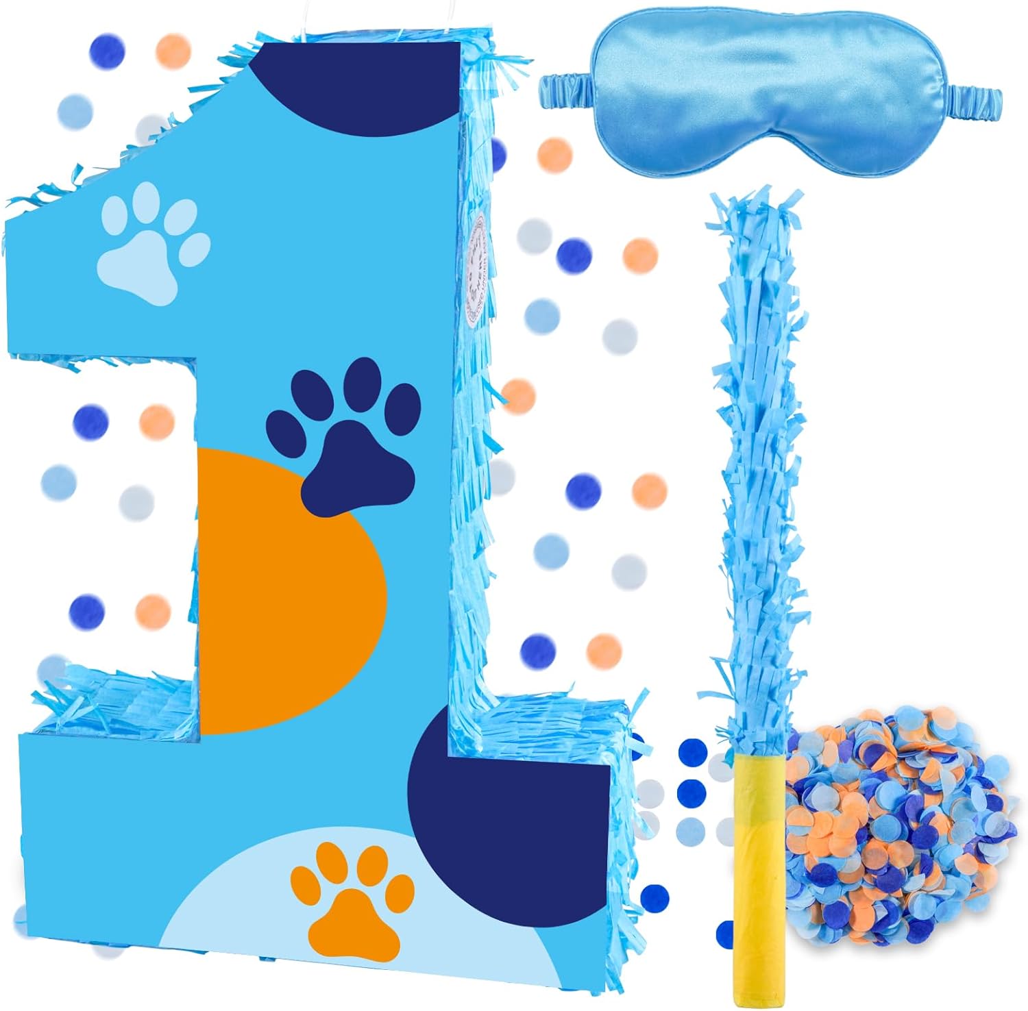 16 Inch Number 3 Dog Paw Pinata with 16 Inch Piñata Stick Blindfold Confetti for Boy Girl Kids 3rd Birthday Party Decorations (3rd)