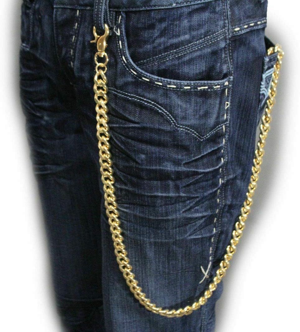 Men Fashion Wallet Silver Metal Chain Keychain Extra Long Strand Punk Rocker Trucker Biker Style