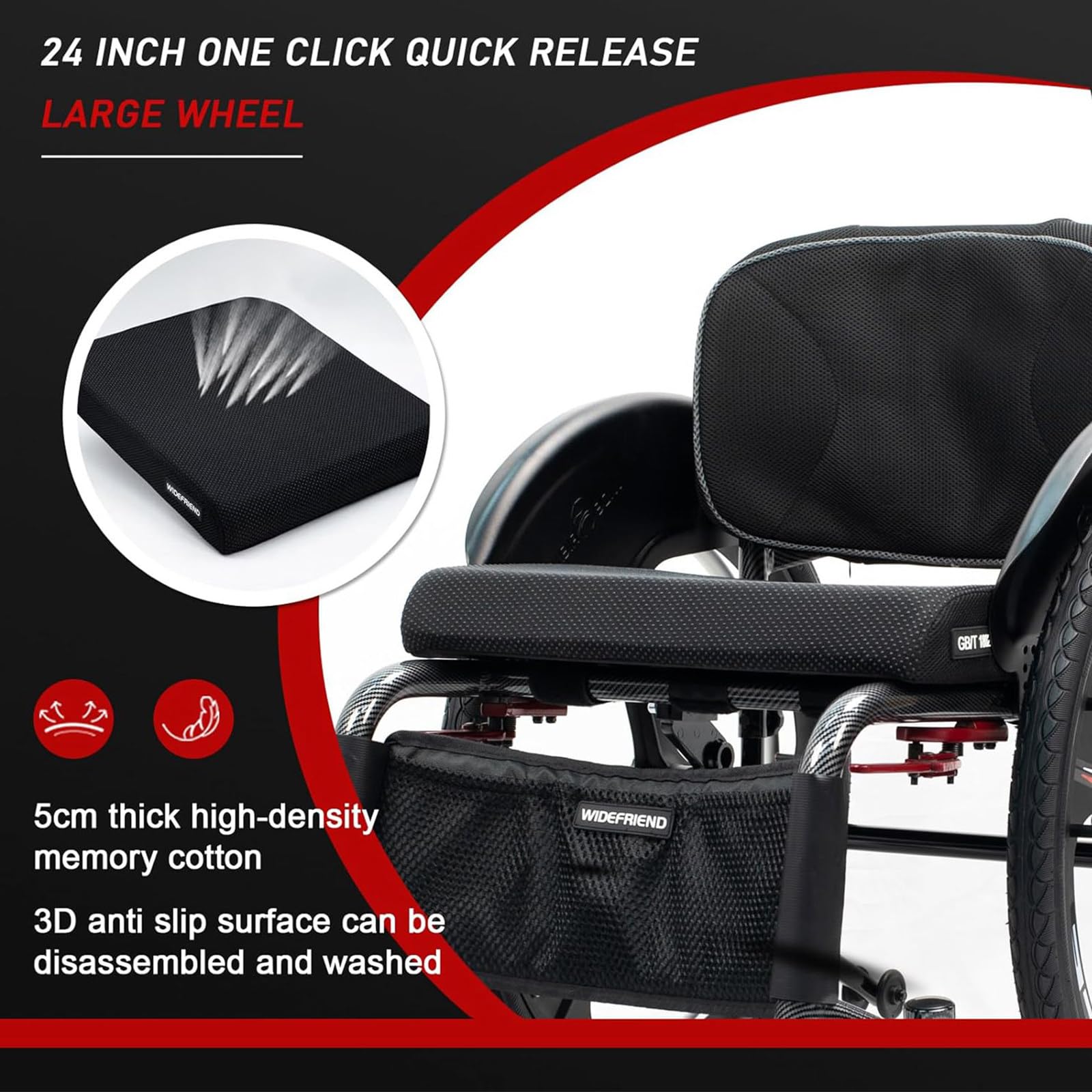 Składany terenowy lekki aluminiowy wózek inwalidzki Seatwidth:42cm | Nośność 100kg,podwójny hamulec i kółka zabezpieczające przed przewróceniem,obracające się 4-calowe kółka skrętne