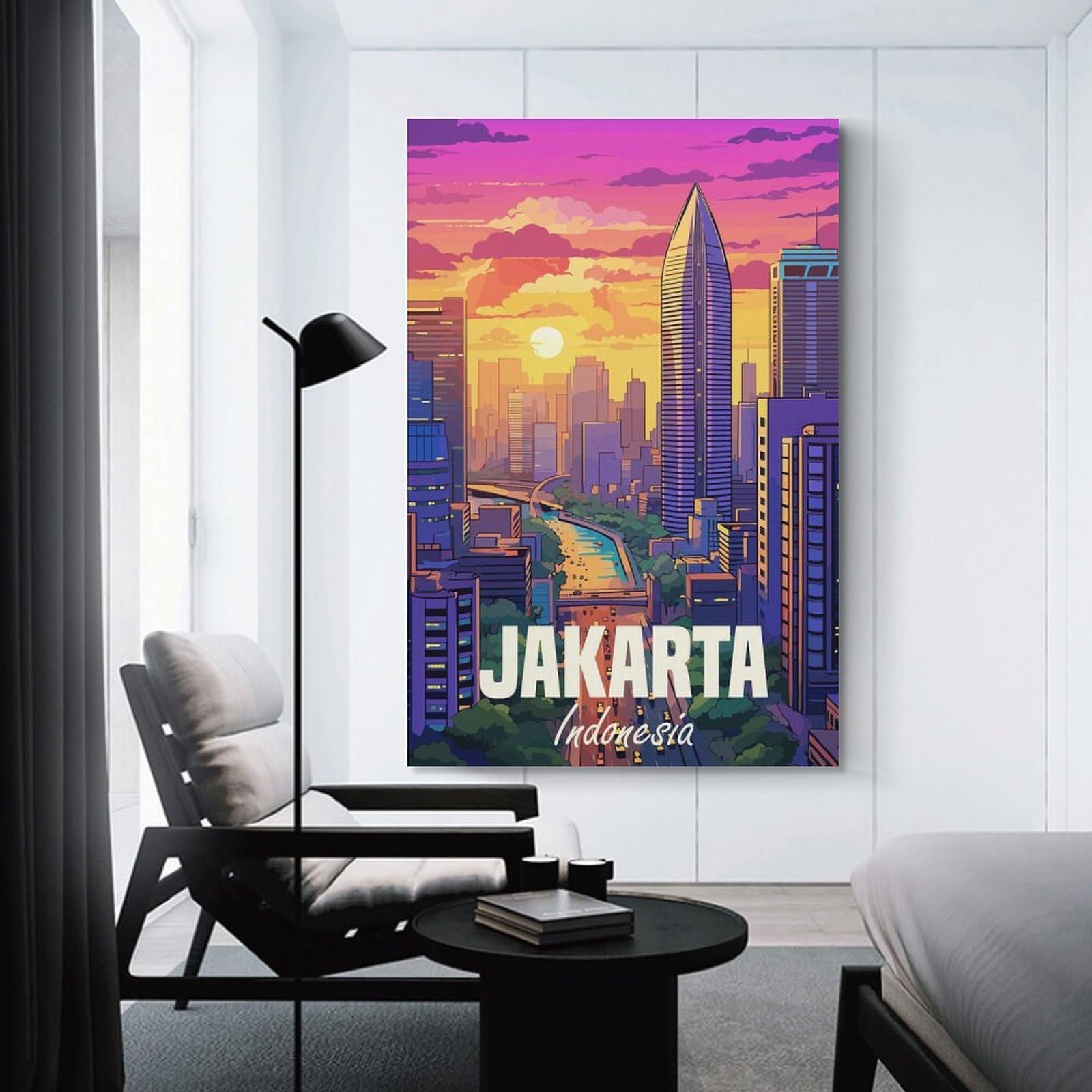 Junmoney Jakarta Indonesia Wall Picture Print 20x30inch(50x75cm), for Hallway, Lounge Or Guest Room, Gift Idea for Housewarming And Birthdays