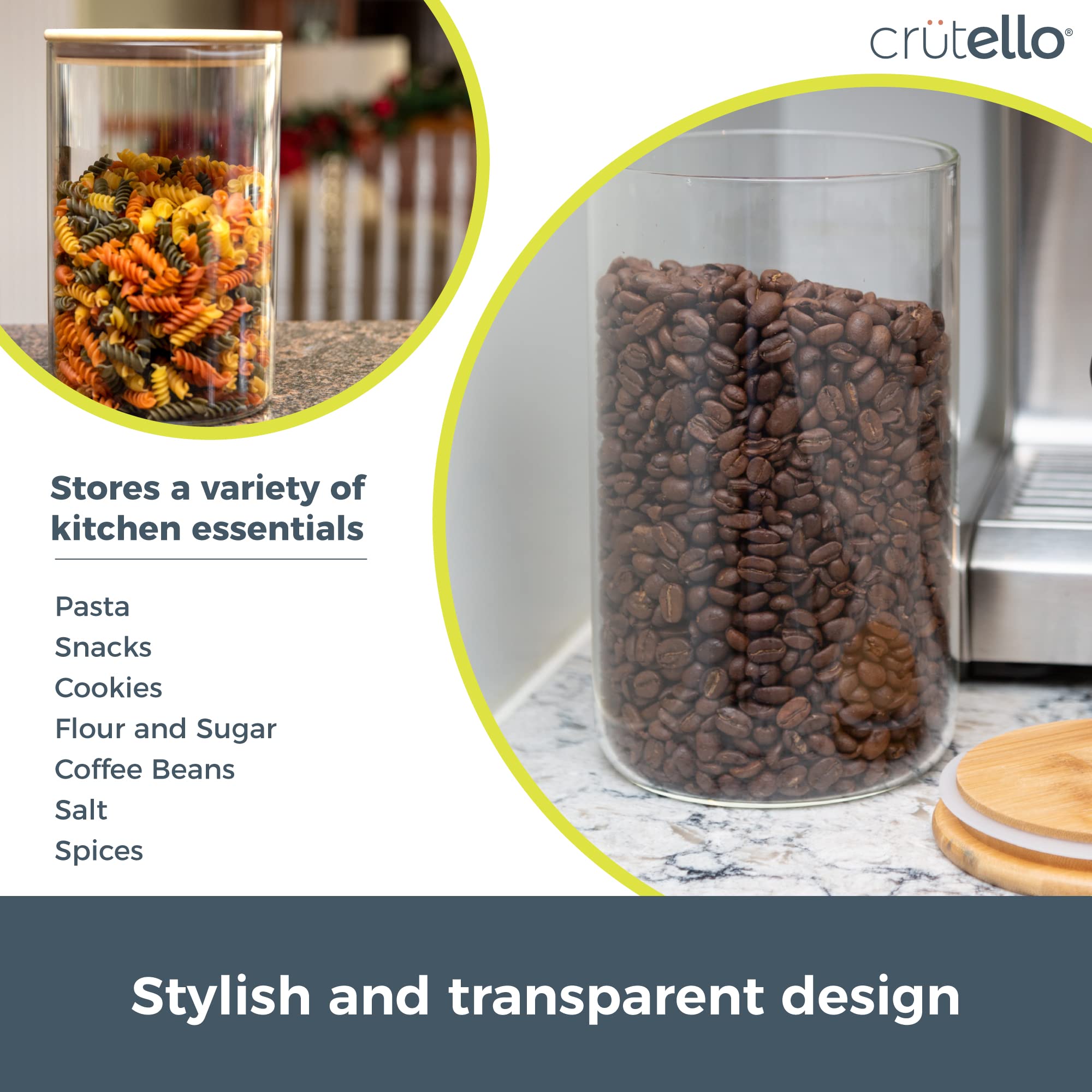 Recipiente de vidrio para almacenamiento de alimentos con tapa de bambú, recipiente hermético transparente para organización de cocina de 100 onzas 5