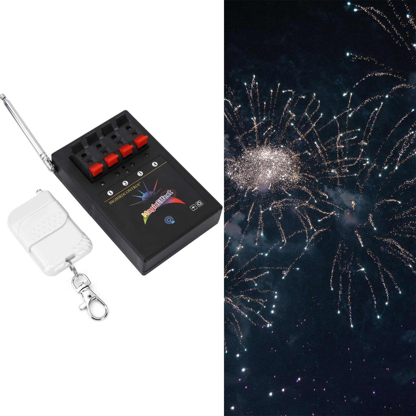 Comando a pulsante, fuoco d'artificio senza fili, sistema di fuochi d'artificio a 4 vie, alimentato a batteria, telecomando per accensione di fuochi d'artificio, controllo senza fili di fuochi