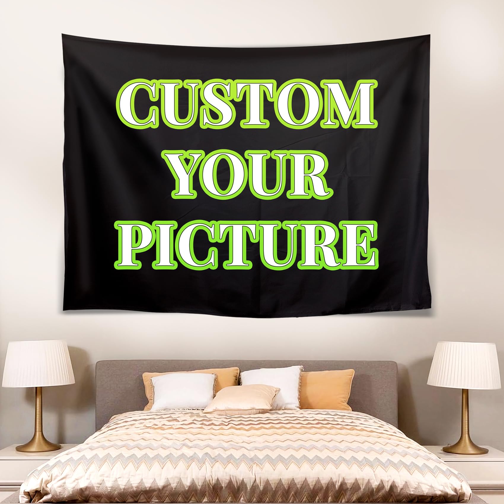 VICVIK Custom Wall Tapestry Hanging for Bedroom, Personalised Wedding Graduation Backdrop with Photo Text, Wall Tapestry Bedroom for Room Decor Wedding Family Memorial Gift