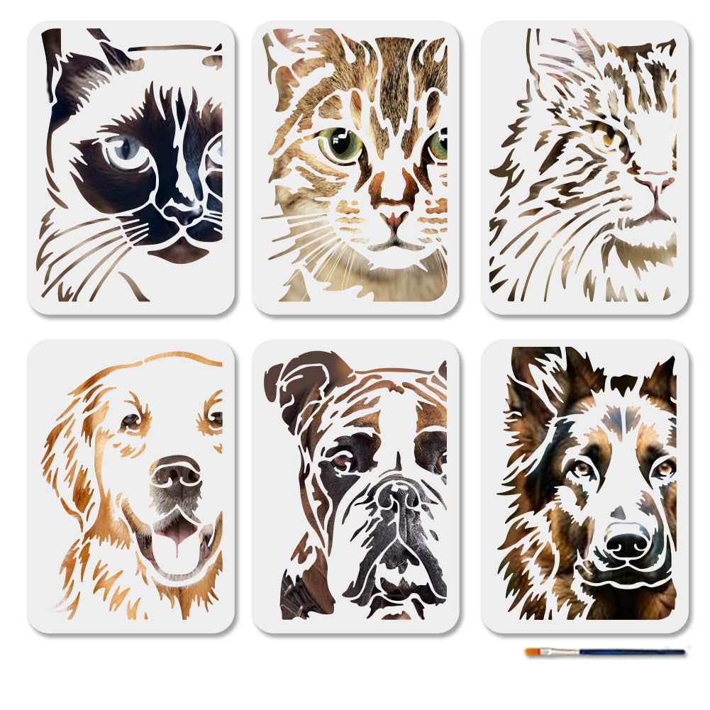 Pochoirs chat et chien pour réussir vos dessins d'animaux sans bavure sur tissu et mobilier