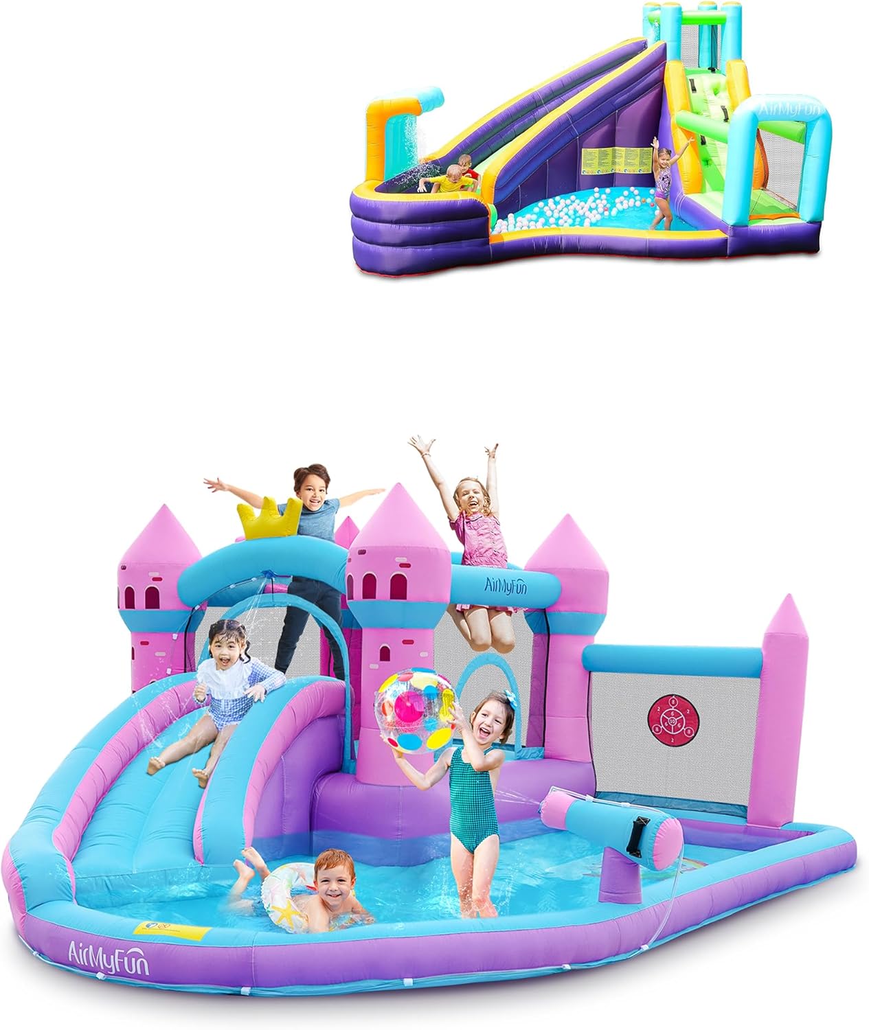 AirMyFun Royal Crown Castle & Extra-long Purple Dream Waterslides