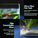 LAQUAL 10 Gallon Ultra Clear Glass Fish Tank, Rimless Low Iron Aquarium for Betta/Nano/Goldfish/Snail/Shrimp, Big Fish Tank & Cover Set & Feeding Ring & Cleaning Tools