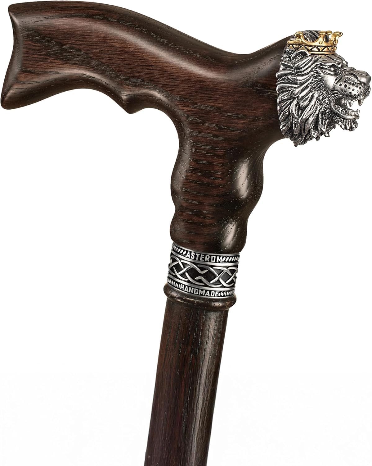 Asterom Lion Walking Cane for Men, Cool Wooden Canes for Men, Oak Wood