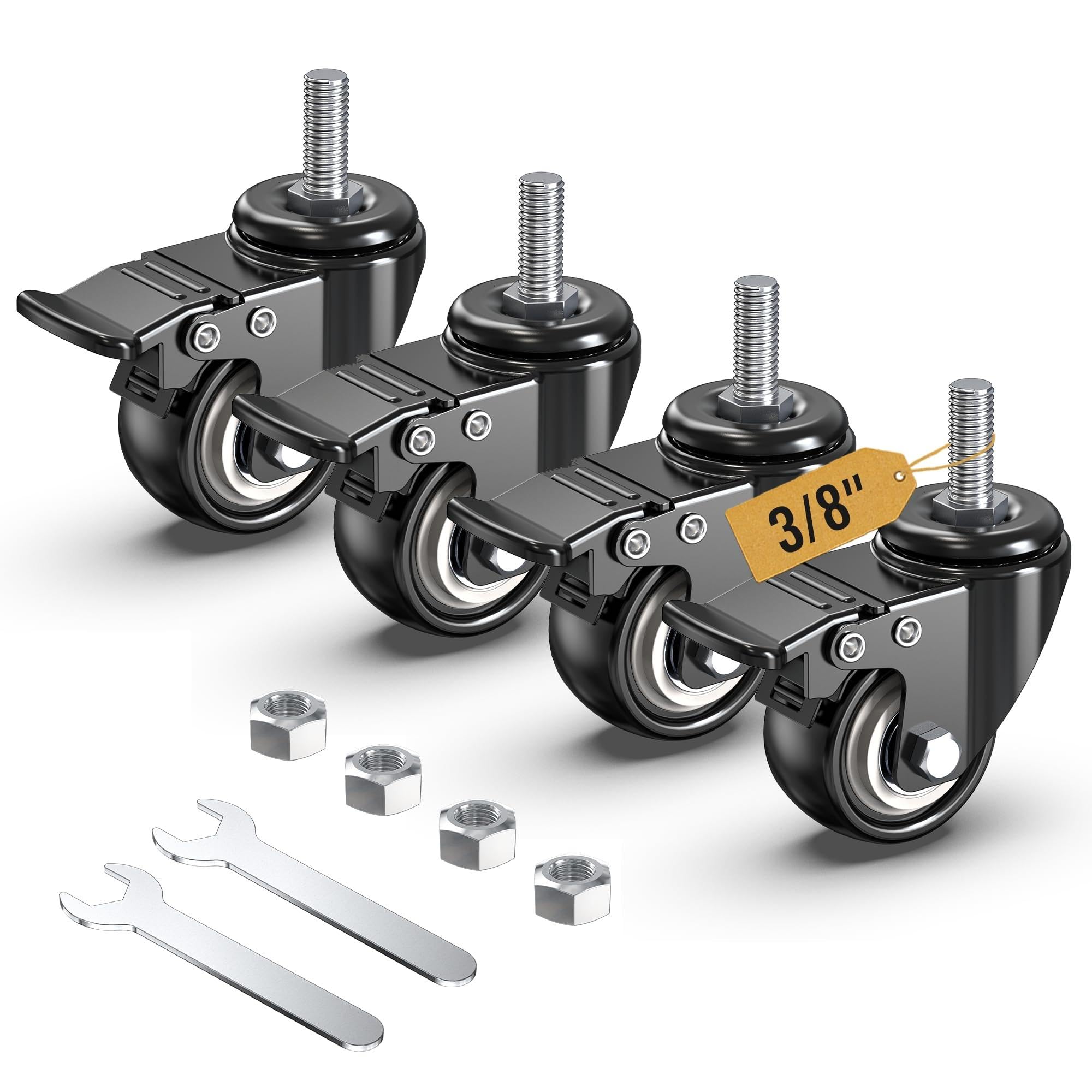 HOLKIE Stem Casters - Heavy Duty Locking Wheels -1
