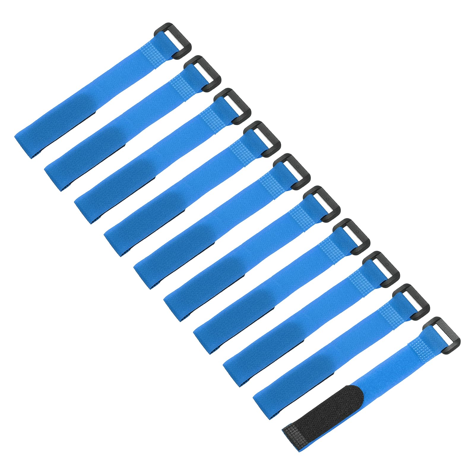 sourcing map 10 Pcs Reusable Battery Tie Down Straps 20mm x 20cm Nylon Multipurpose Battery Hold Down Adjustable Cinch Strap Hook Loop Fastening Tie for Quadcopters FPV RC Drone Boat Car, Blue