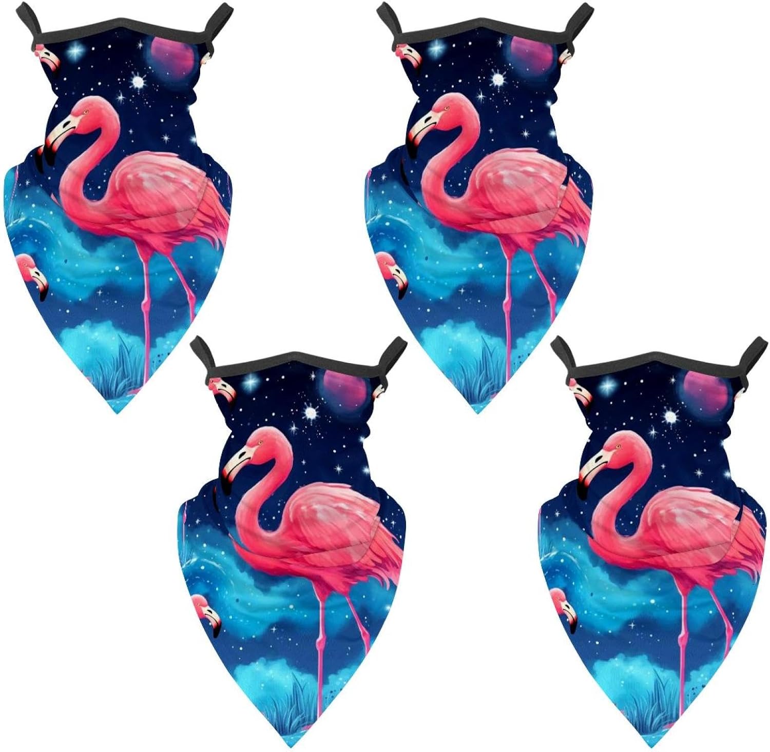 4 Pieces Starry Flamingos UV Protector Scarf, Summer Cooling Neck Gaiter for Men/Women
