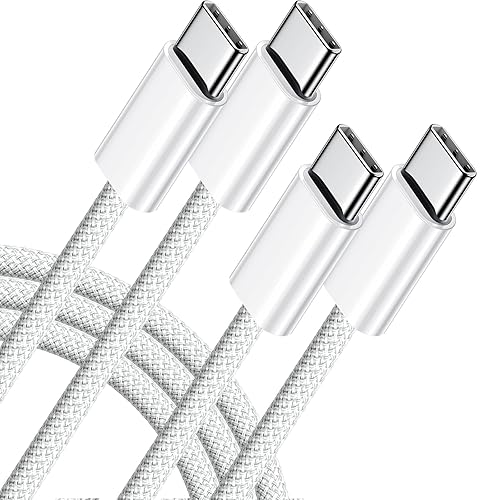 Cable USB C a USB C de 6 pies, paquete de 2 cables de carga tipo C de 60 W (3A), cable de carga rápida trenzado compatible con
