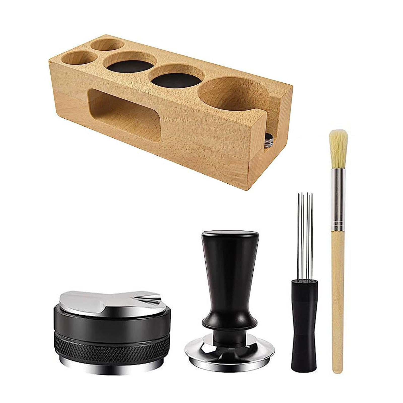Ensemble d ' équipement de café à Aiguilles en Poudre, Station de Dosage en Bois, Distributeur de café, Brosse de Nettoyage pour magasins, Outils Polyvalents