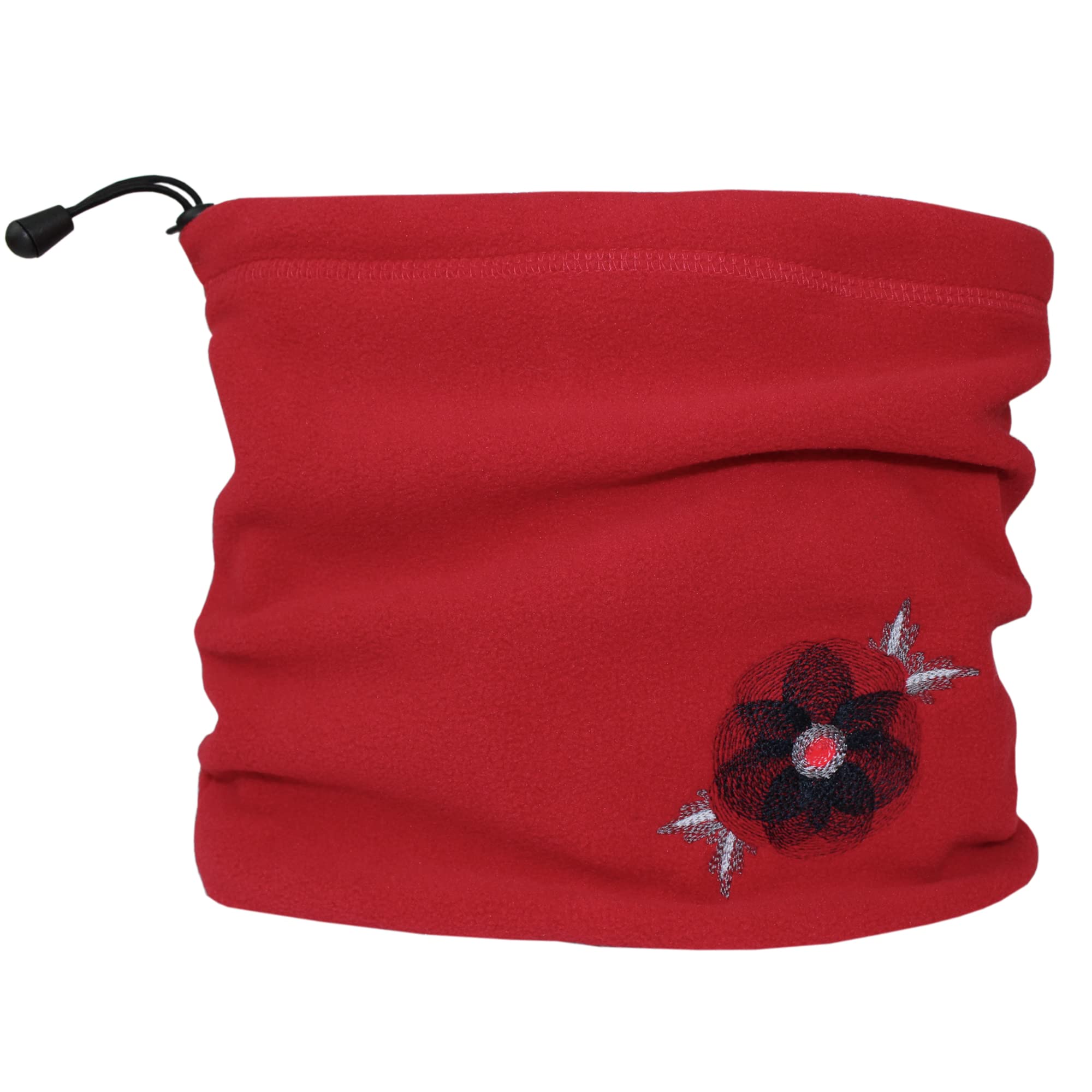 Teddyts Women's Red Fleece Snood With Black Poppy And Adjustable Toggle, M
