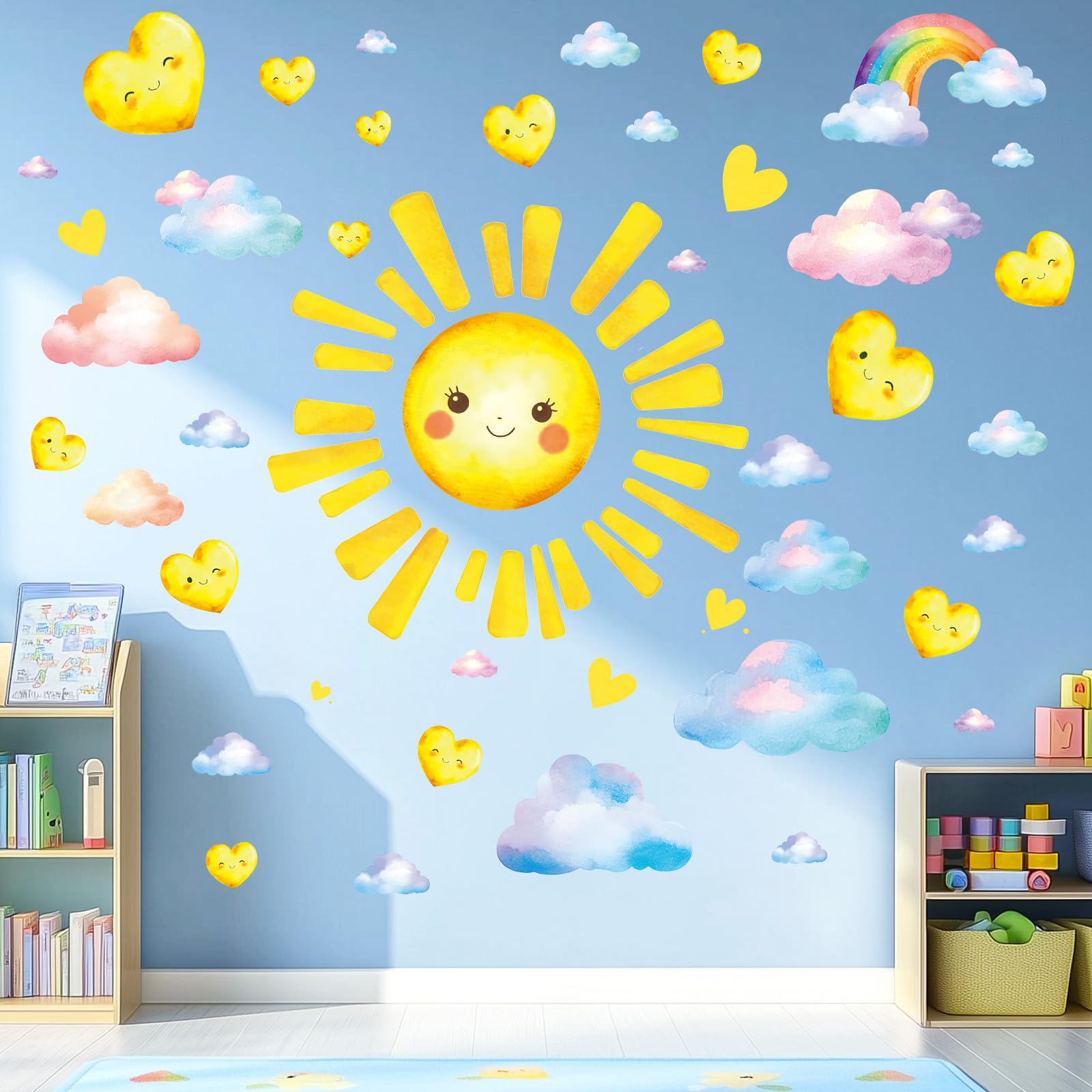 SHUCHING Large Sun Wall Stickers Peel and Stick
