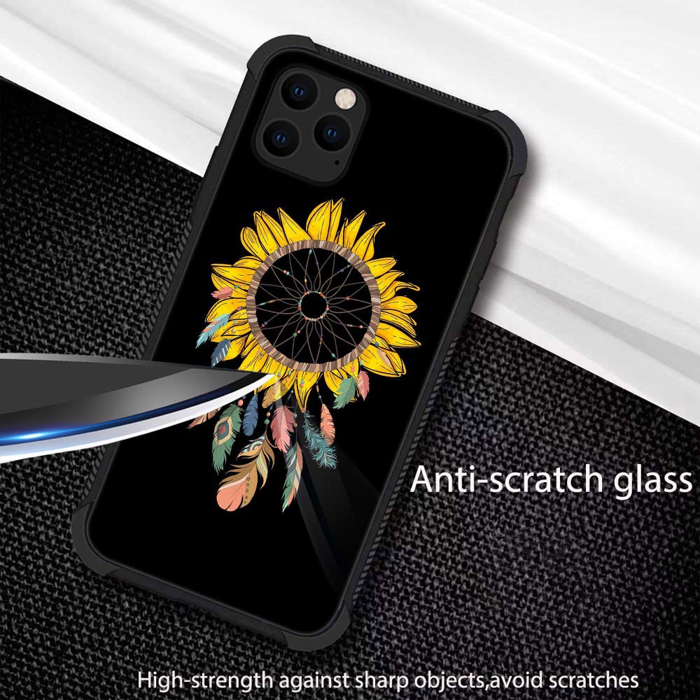 Handyhülle Für IPhone 11 Pro Max – Sonnenblumen-Traumfänger-Muster, Gehärtetes Glas, Kratzfest & Stoßsicher