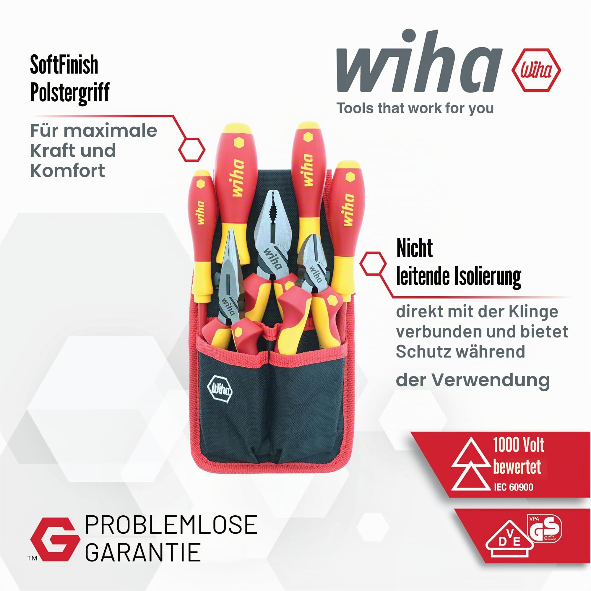 Wiha 32985 Isoliertes Industriezangen- und Schraubendreher-Set, 7-teilig
