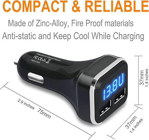 Miniatura 8 de Aliavation - Cargador USB para encendedor de cigarrillos con pantalla de voltaje, cargador de coche dual USB de 24 W, medidor de voltaje, monitor de