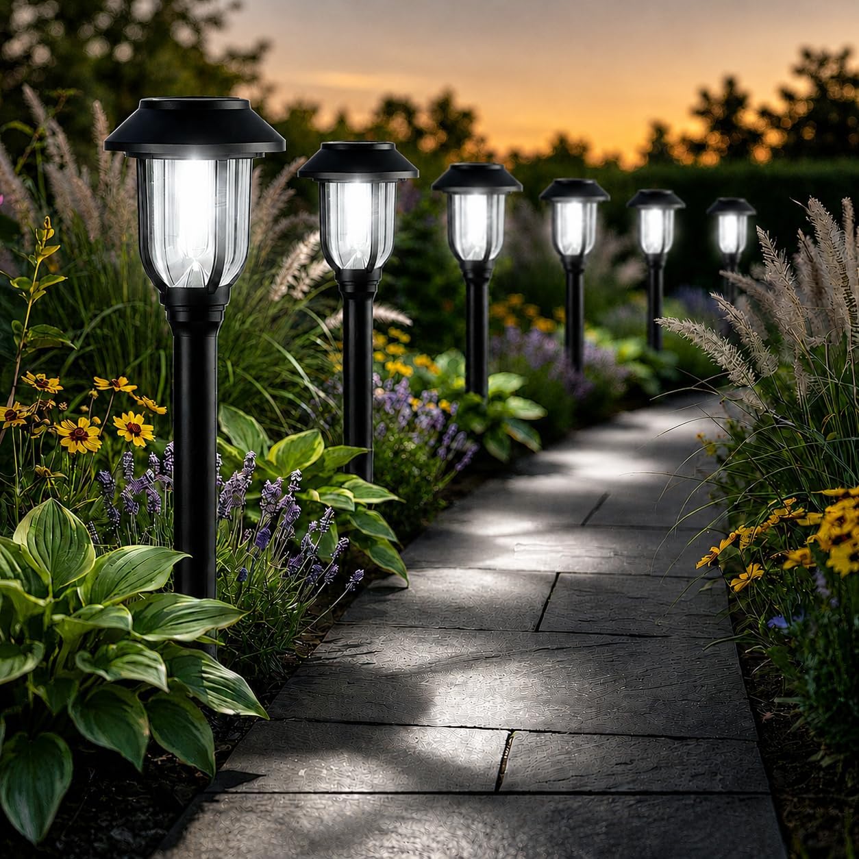 Solar Lights Outdoor 8 Pack, Cool White Solar Pathway Lights, Auto On/Off,Waterproof Solar Powered LED Landscape Lighting for Path Walkway Driveway Yard Garden Patio