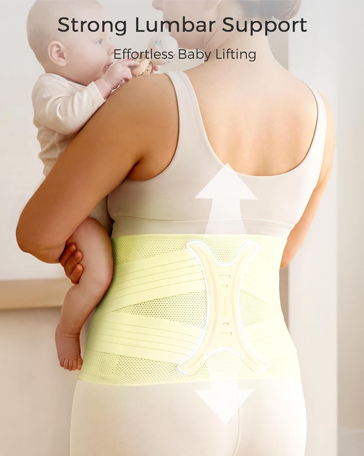 FREETOO Postpartum Belly Band Wrap for Women,Abdominal Binder Post Surgery,C Section Belly Binder Post Partum for Natural Delivery,Stomach Binder Postpartum with Adjustable Compression,L,Cream