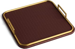 Preston Lane Mayfair Decorative Coffee Table Tray, Faux Leather - Espresso