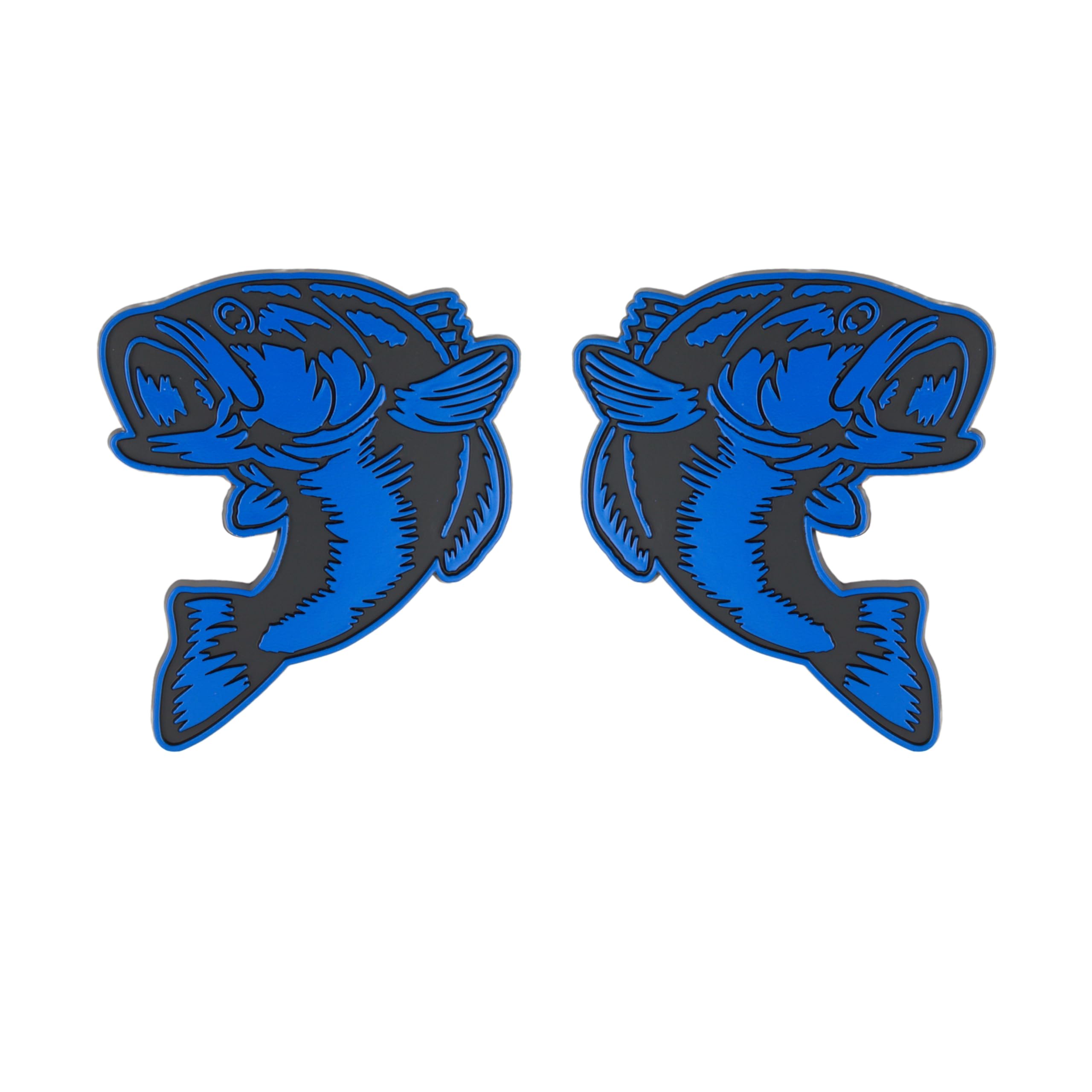 Bass Emblem 3D Fish Badge – Custom Car Sticker for Car, Truck, SUV, Trunk, Hood, Fender – Set of 2 (Blue)