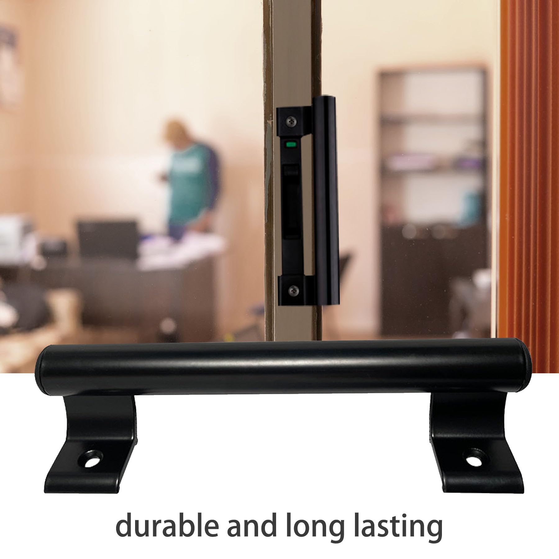 KOXHERO Sliding Door Handle 8 in Metal Barn Door Pull Replacement-for 6.5IN Screw Hole 2Pack Black Patio Door Handle Aluminum Alloy Hardware for Old/Damaged Door Pull for Patio Glass Door - Image 4