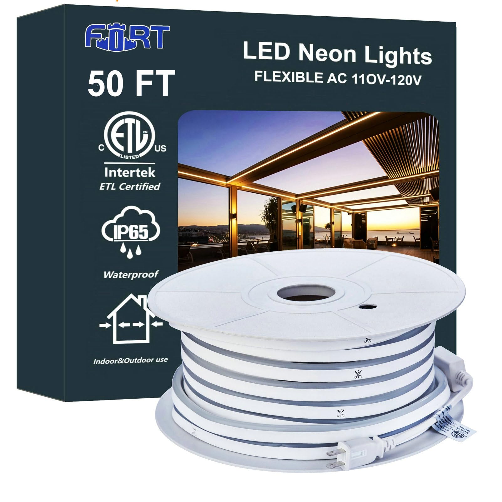 Photo 1 of ?50FT LED Rope Light Warm White Waterproof Outdoor/Indoor Flexible String Lights for Patio Decoration, Garage, Bedroom, Party, Holiday Plug-in bright led strip ETL Certified amazing beautiful lighting