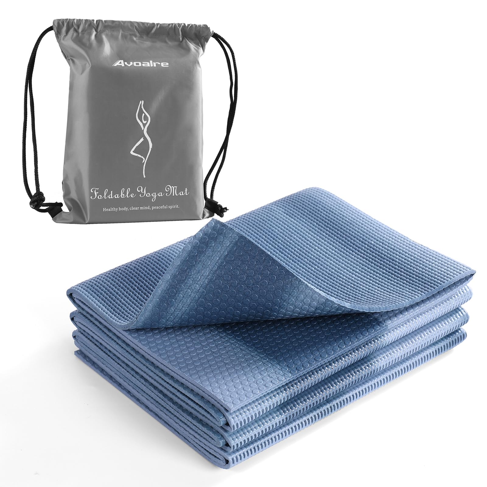 Avoalre Travel Yoga Mat Non Slip Foldable Portable Gym Mat Fitness Training Pilates Exercise Mat Workout for Women Men
