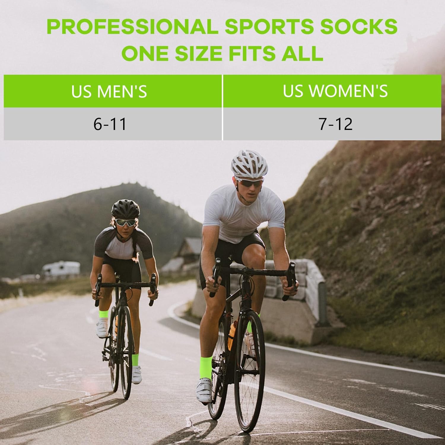 NIcool Cycling Socks For Men, 1/3 Pairs Bright Seamless Compression Running Crew Socks Youth Cushioned Tennis Quarter Socks - Image 5