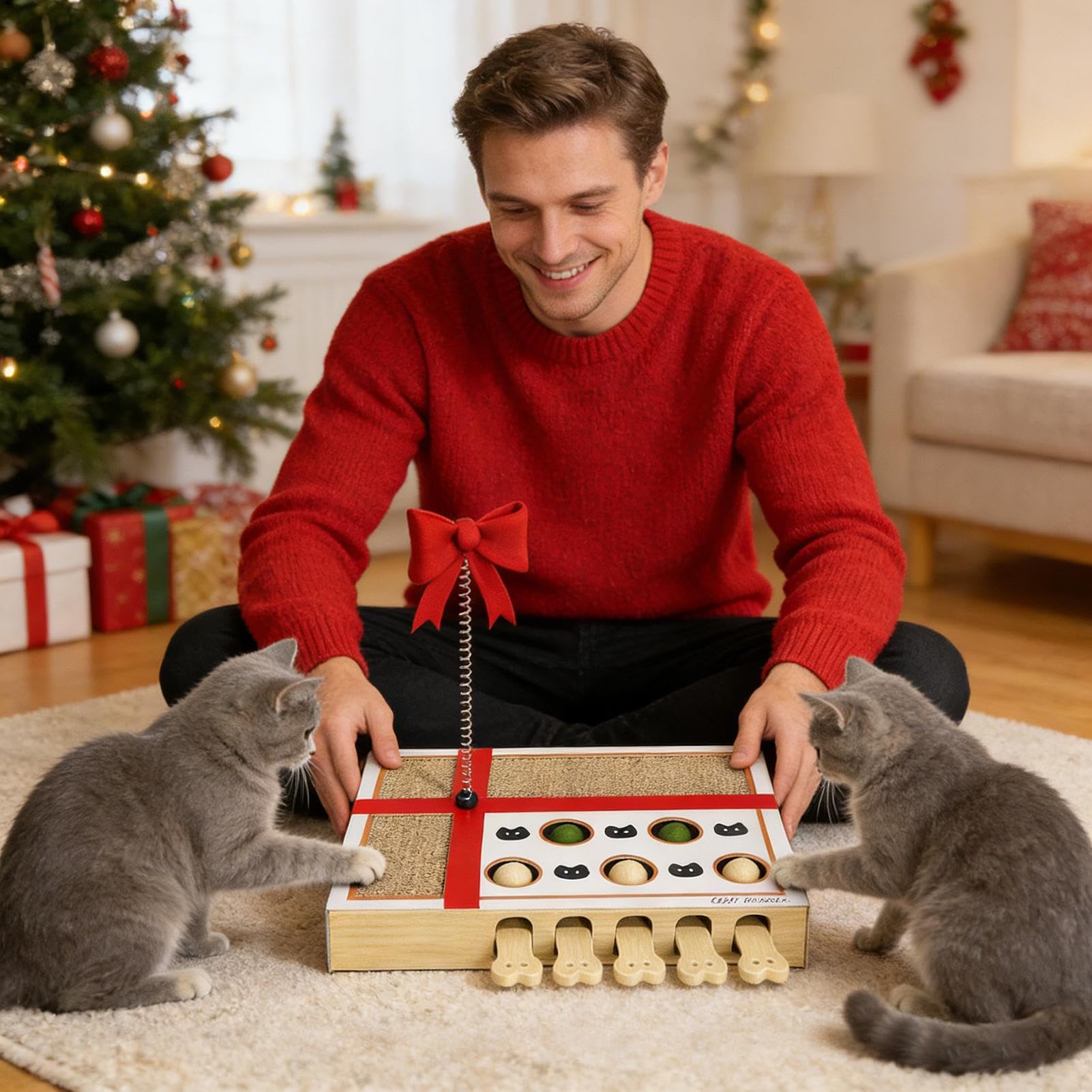 Katzen Puzzle Spielzeug Bereicherungsspiel Mit Kratzbrett