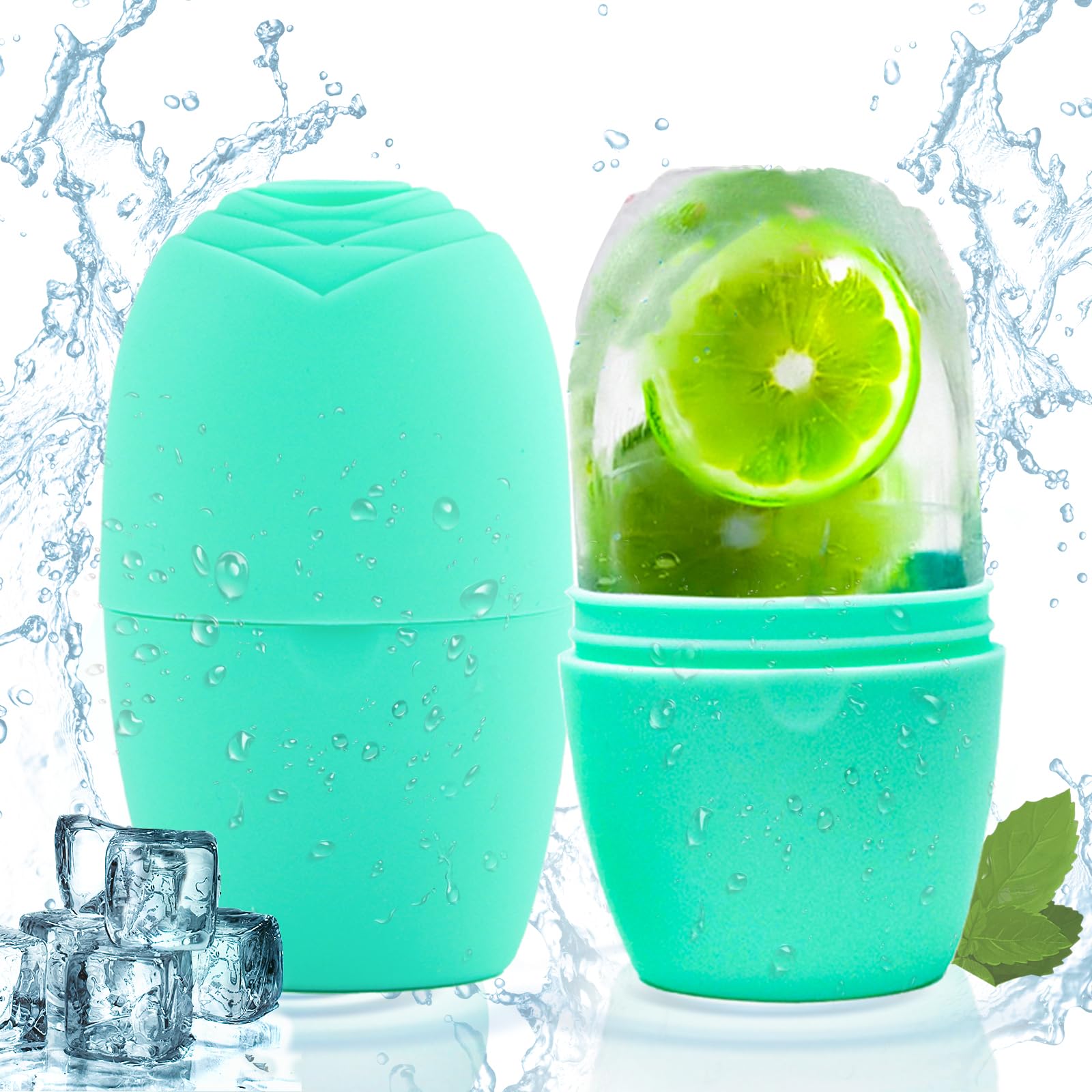 Ice Roller, dellyy Rodillo de Cara de Hielo, Rodillo Facial de Hielo de Silicona, Cuidado de La Piel, Desinflamante, Astringente de Poros, Antiarrugas, Mejora La Elasticidad de La Piel, Masaje Facial