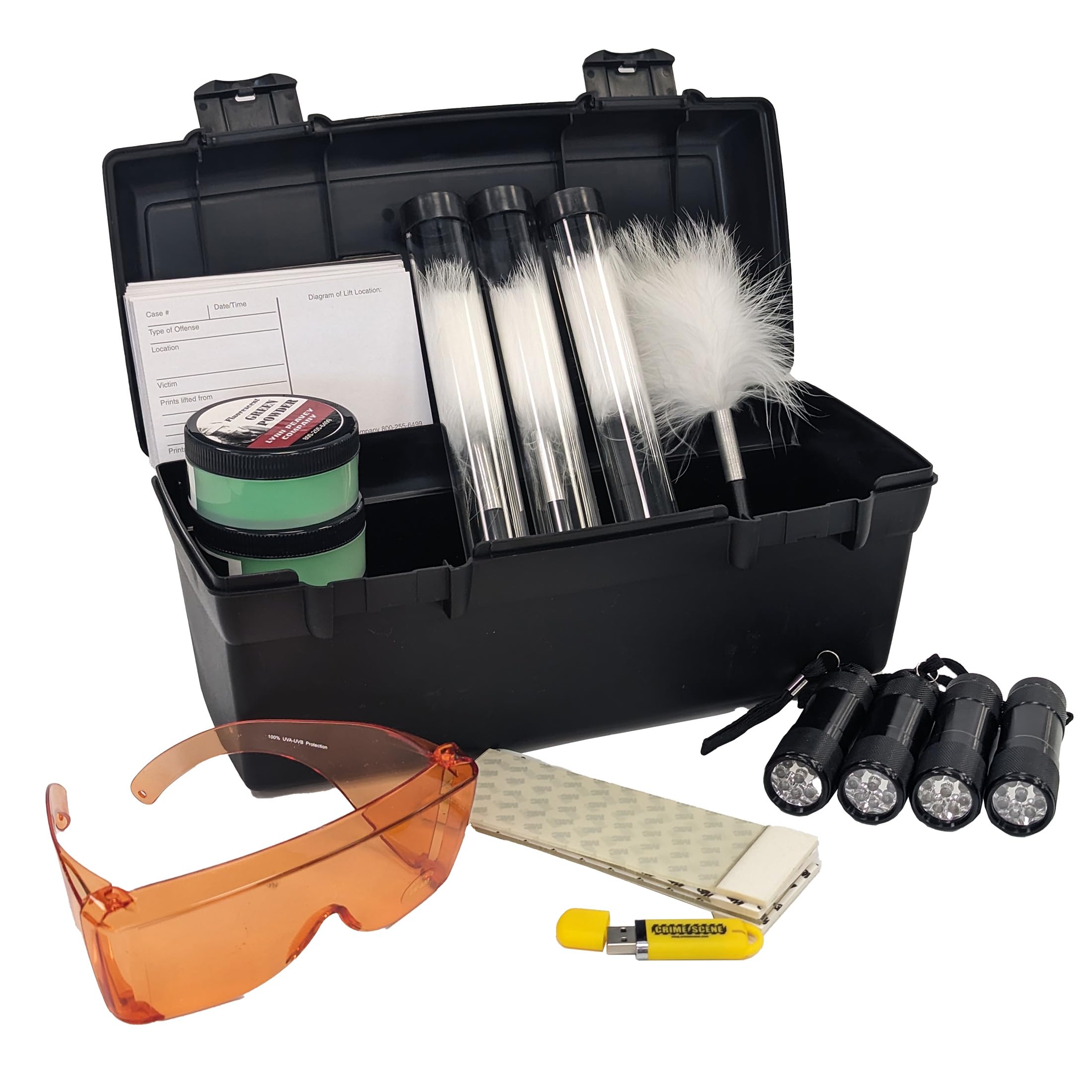 Classroom Fingerprint Kit - Serves 4 Work Groups of Students - Lift at Least 100 Fingerprints (Fluorescent Green)